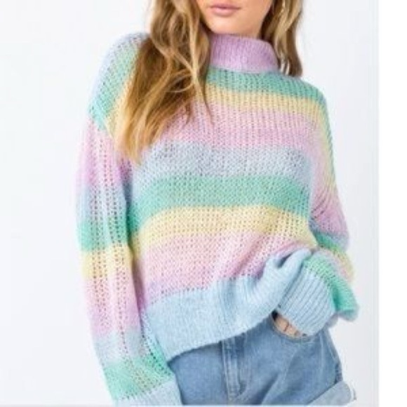 Lazy Oaf Multicolor Striped Cowl Sweater - Picture 1 of 3